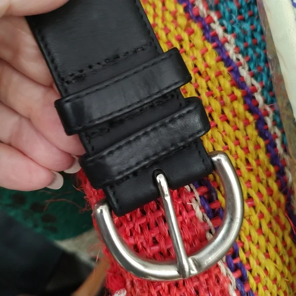 Vintage Coach Womens Leather Belt Rounded Metal Buckle Black & Tan Made In USA - Picture 6 of 9